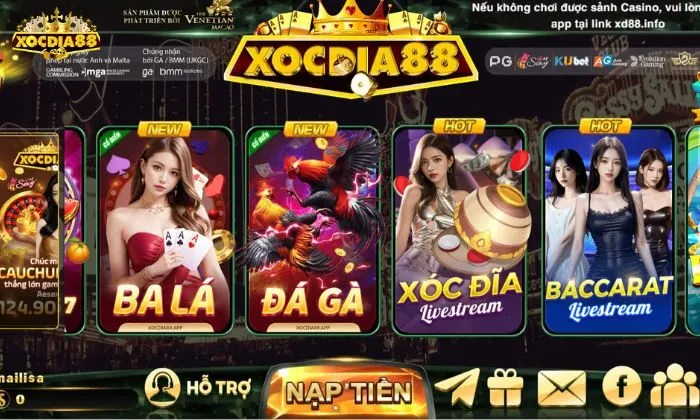 Điểm nổi bật của sân chơi game bài Xocdia88